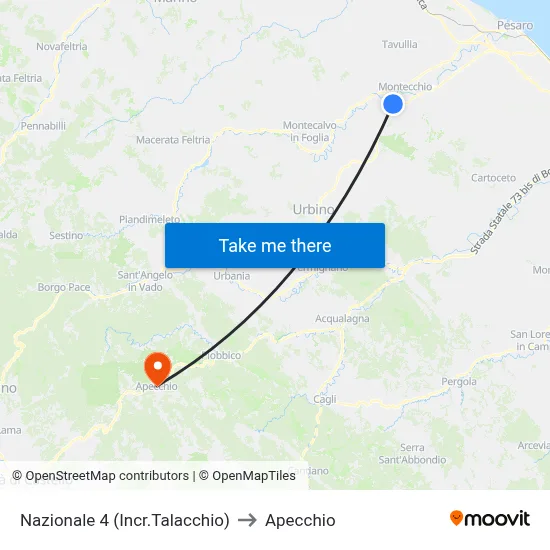 National Road 4 (Talacchio Junction) to Apecchio map