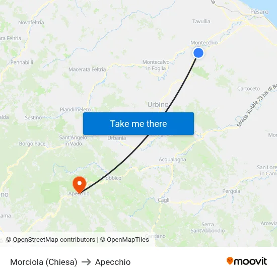 Morciola (Church) to Apecchio map