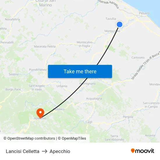 Lancisi Celletta to Apecchio map