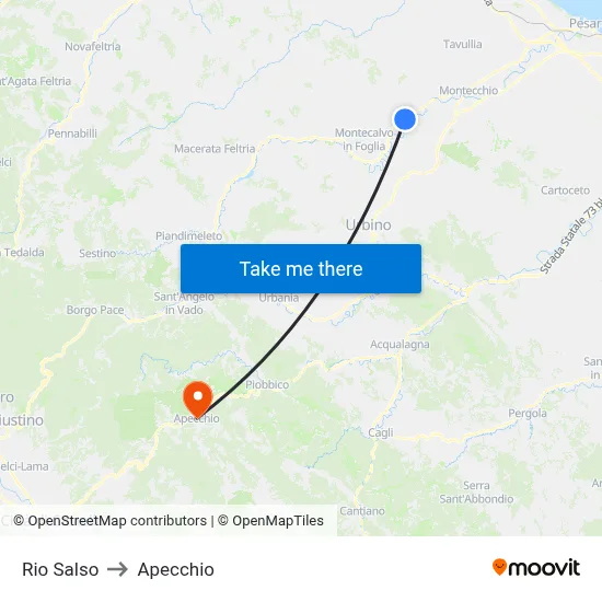 Rio Salso to Apecchio map