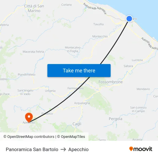 Panoramica San Bartolo to Apecchio map