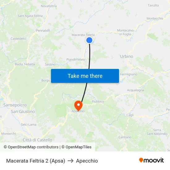 Macerata Feltria 2 (Apsa) to Apecchio map