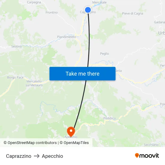 Caprazzino to Apecchio map