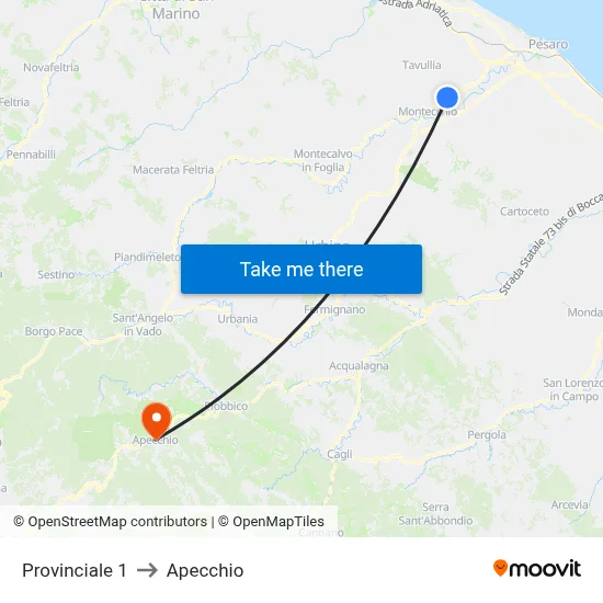 Provincial 1 to Apecchio map
