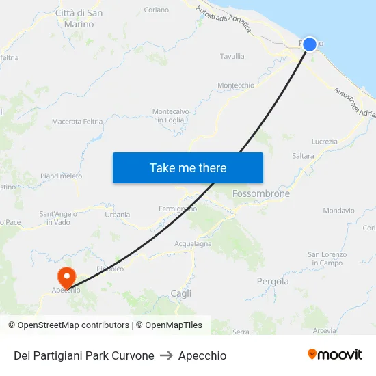 Dei Partigiani Park Curvone to Apecchio map