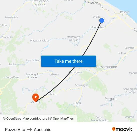 Pozzo Alto to Apecchio map