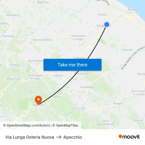 Via Lunga Osteria Nuova to Apecchio map
