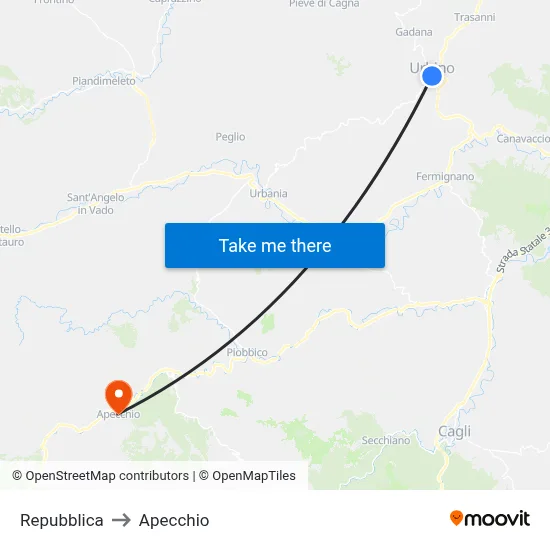 Republic to Apecchio map