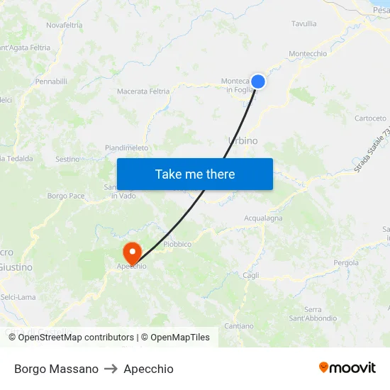 Borgo Massano to Apecchio map