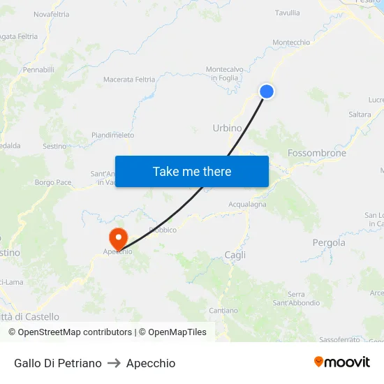 Gallo Di Petriano to Apecchio map