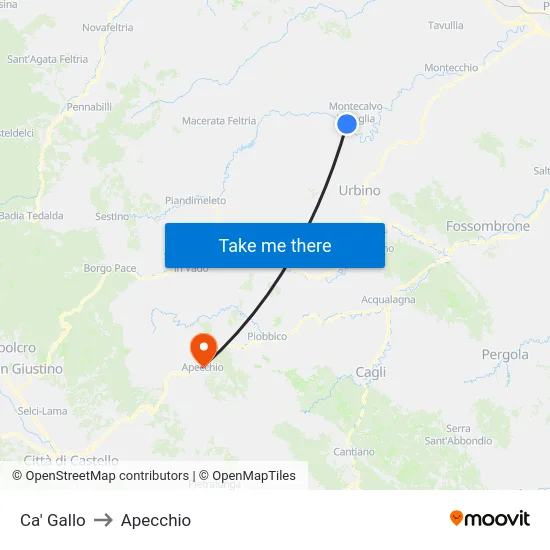 Ca' Gallo to Apecchio map