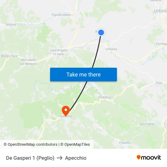 De Gasperi 1 (Peglio) to Apecchio map