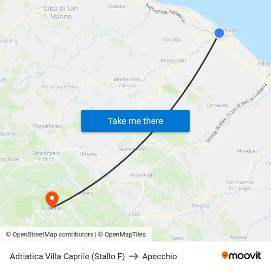 Adriatic Villa Caprile (Bay F) to Apecchio map
