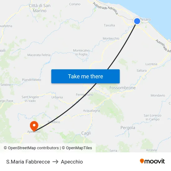S.Maria Fabbrecce to Apecchio map