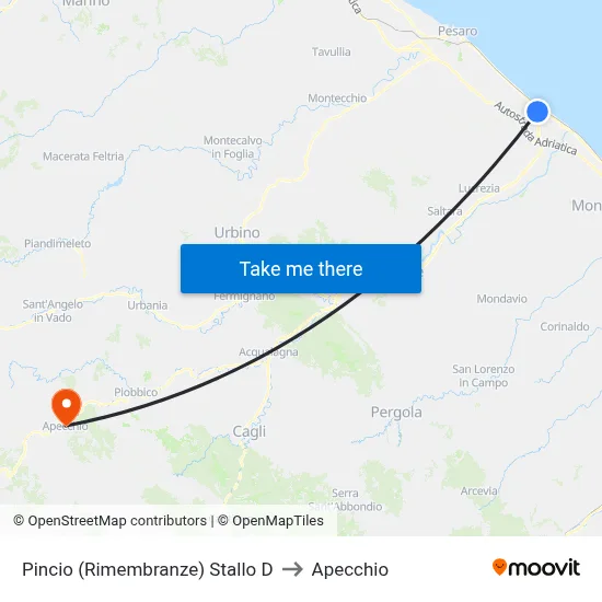 Pincio (Memorial) Bay D to Apecchio map