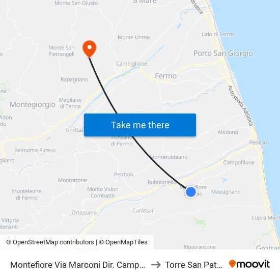 Montefiore Via Marconi Dir. Campofilone to Torre San Patrizio map