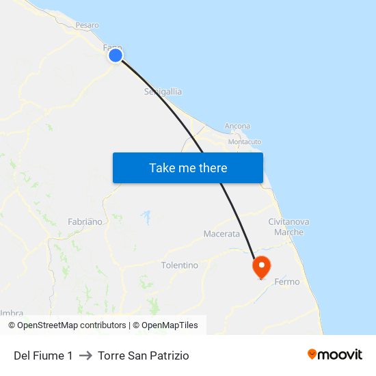 Del Fiume 1 to Torre San Patrizio map