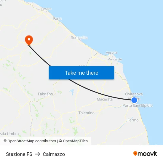 Railway Station to Calmazzo map