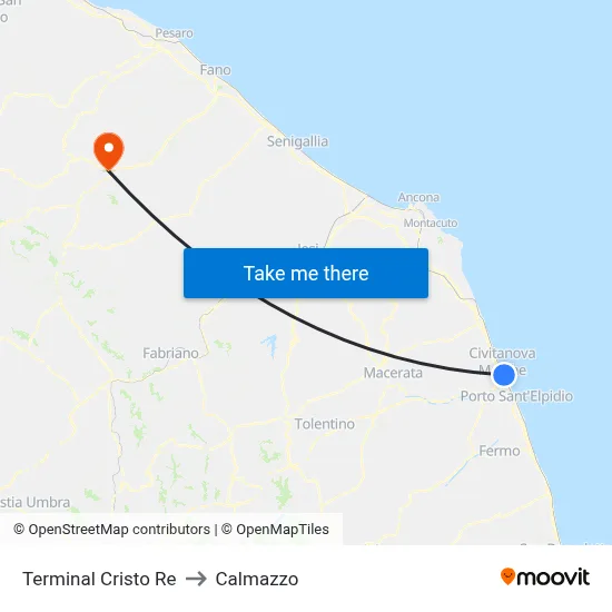 Cristo Re Terminal to Calmazzo map