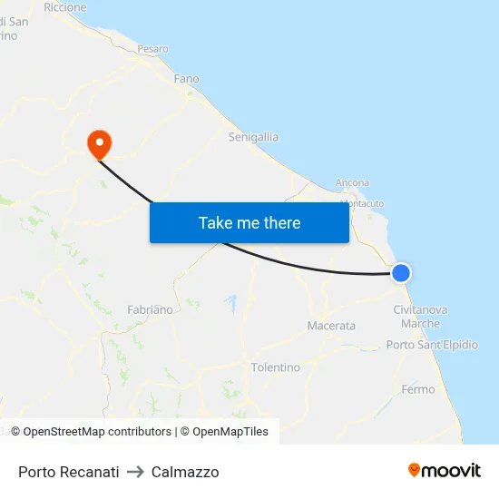 Porto Recanati to Calmazzo map