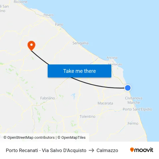 Porto Recanati - Via Salvo D'Acquisto to Calmazzo map