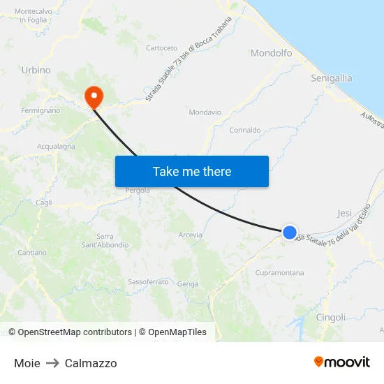 Moie to Calmazzo map