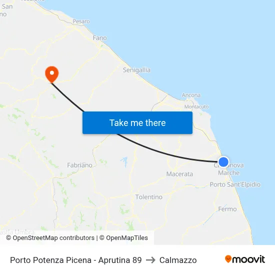 Porto Potenza Picena - Aprutina 89 to Calmazzo map