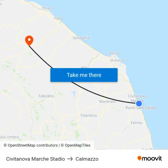 Civitanova Marche Stadium to Calmazzo map