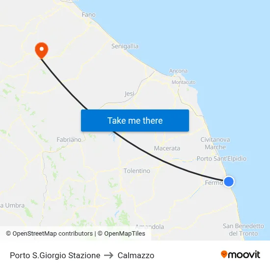 Porto San Giorgio Station to Calmazzo map