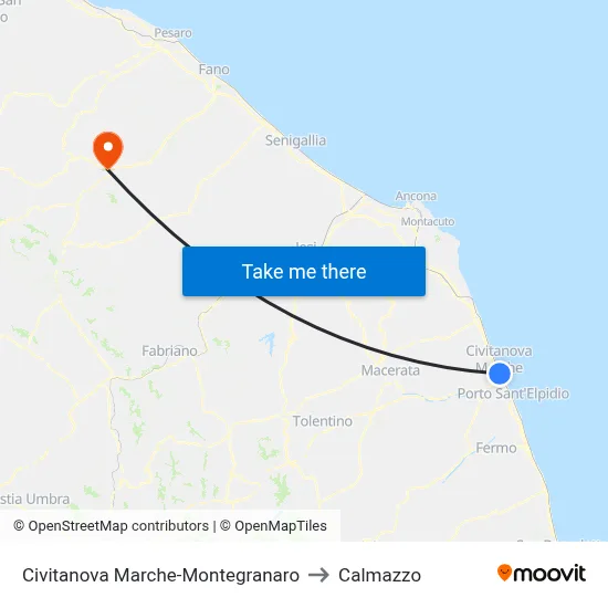 Civitanova Marche-Montegranaro to Calmazzo map