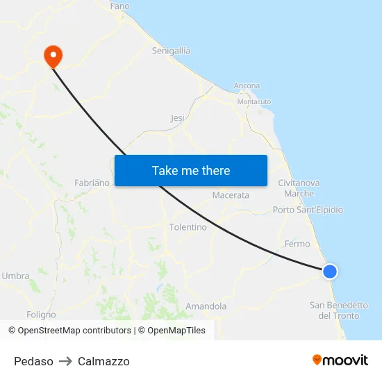 Pedaso to Calmazzo map