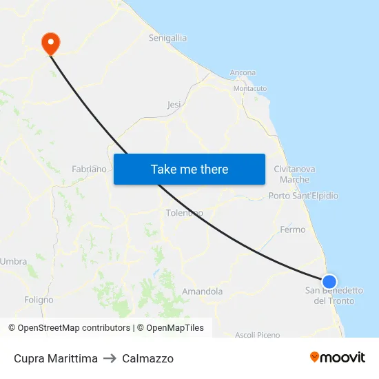 Cupra Marittima to Calmazzo map