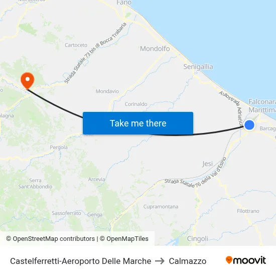 Castelferretti-Marche Airport to Calmazzo map