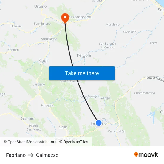 Fabriano to Calmazzo map