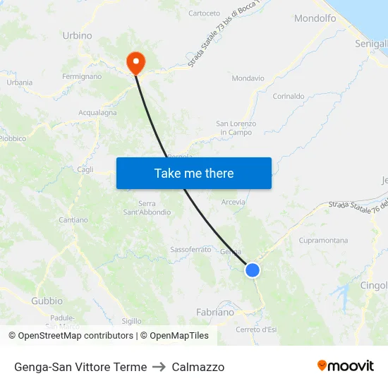 Genga-San Vittore Thermal Baths to Calmazzo map