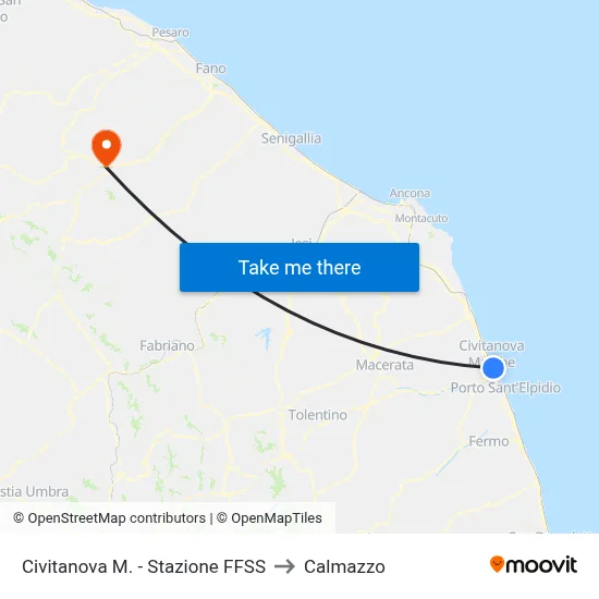 Civitanova Marche - Railway Station to Calmazzo map