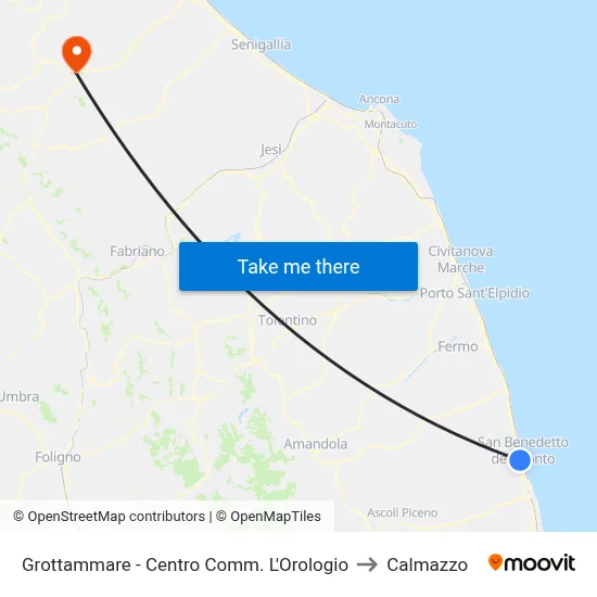Grottammare - L'Orologio Shopping Center to Calmazzo map
