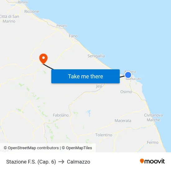 Train Station (Cap. 6) to Calmazzo map
