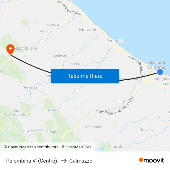 Palombina V. (Center) to Calmazzo map