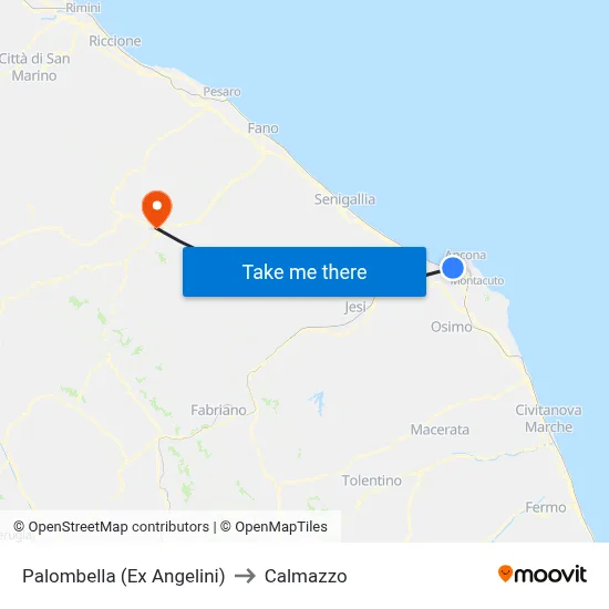 Palombella (Former Angelini) to Calmazzo map