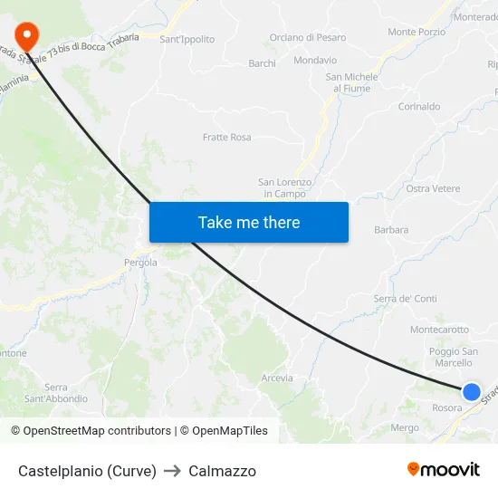 Castelplanio (Curves) to Calmazzo map