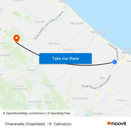 Chiaravalle (Hospital) to Calmazzo map