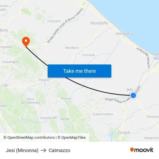 Jesi (Minonna) to Calmazzo map