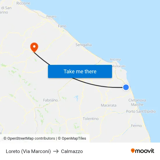 Loreto (Via Marconi) to Calmazzo map