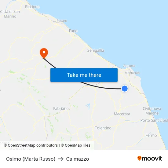 Osimo (Marta Russo) to Calmazzo map