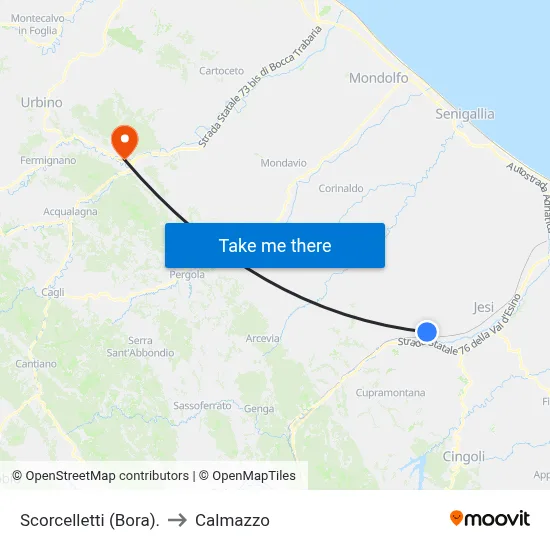 Scorcelletti (Bora) to Calmazzo map