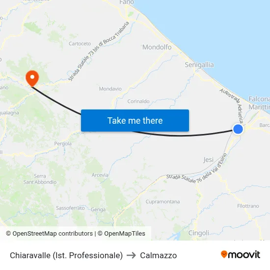 Chiaravalle (Professional Institute) to Calmazzo map