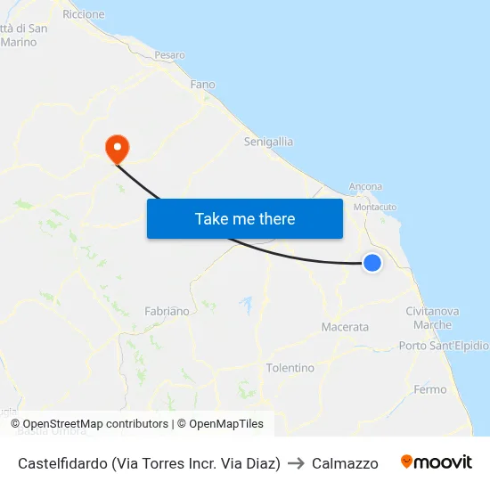 Castelfidardo (Torres-Diaz Streets Junction) to Calmazzo map