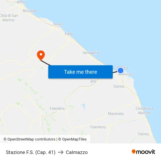 Railway Station (Stop 41) to Calmazzo map