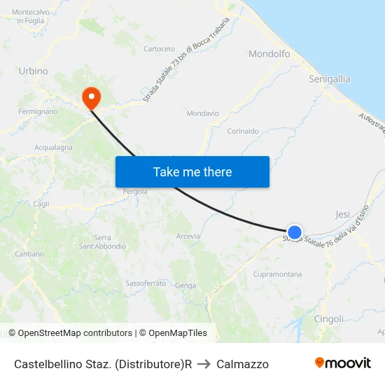 Castelbellino Station (Gas Station) to Calmazzo map
